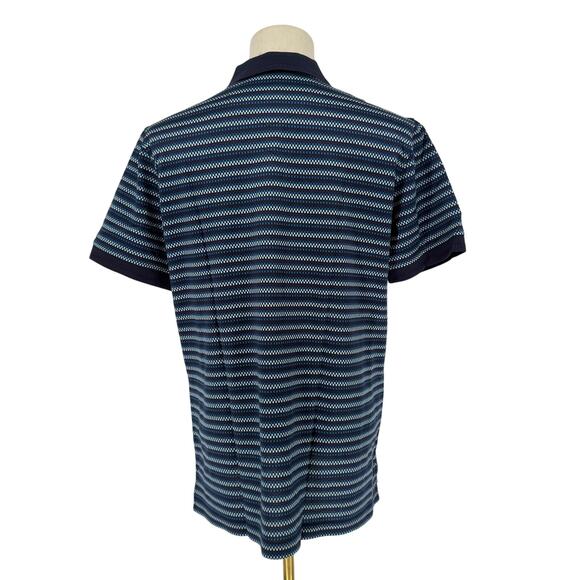 Robert Graham Short Sleeve Knit Polo Shirt MAGNUM Navy Geometric M - Picture 2 of 6